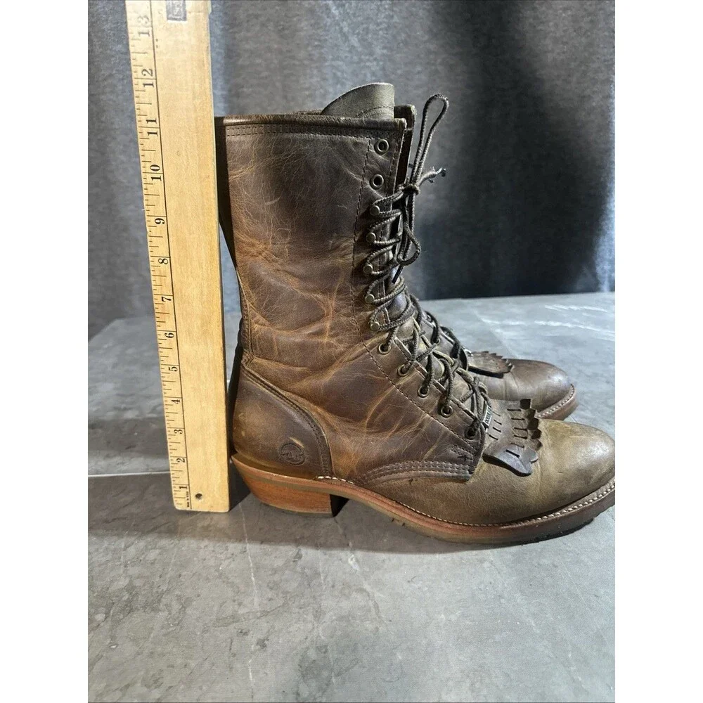 Double H Western ‘Lewis’ Logger Packer Lace Up Boots Brown DH9635 Size 10.5 EE